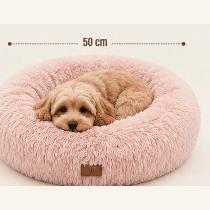 Cama redonda de peluche