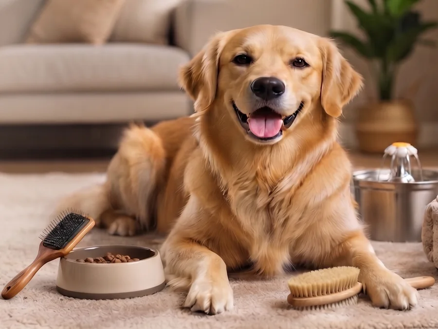 Perro golden retriever, productos JJMarkket para mascotas
